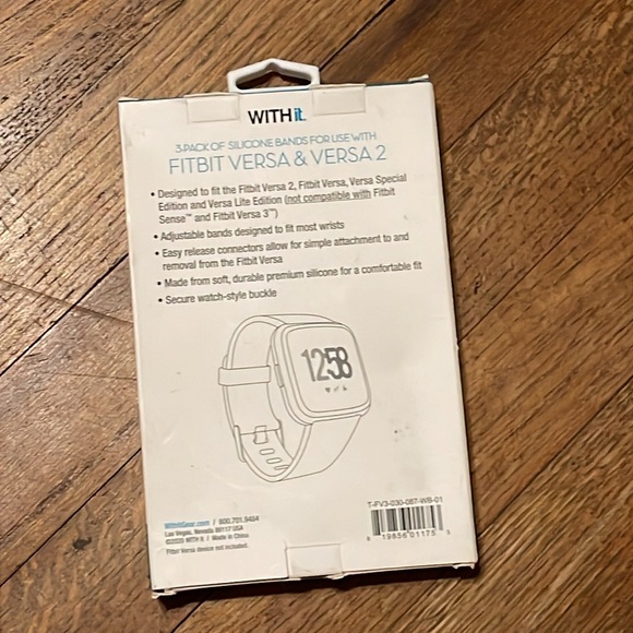 •WITHit•NIB 3-PACK OF SILICONE BANDS FOR USE WITH FITBIT VERSA & VERSA 2 - Picture 3 of 4
